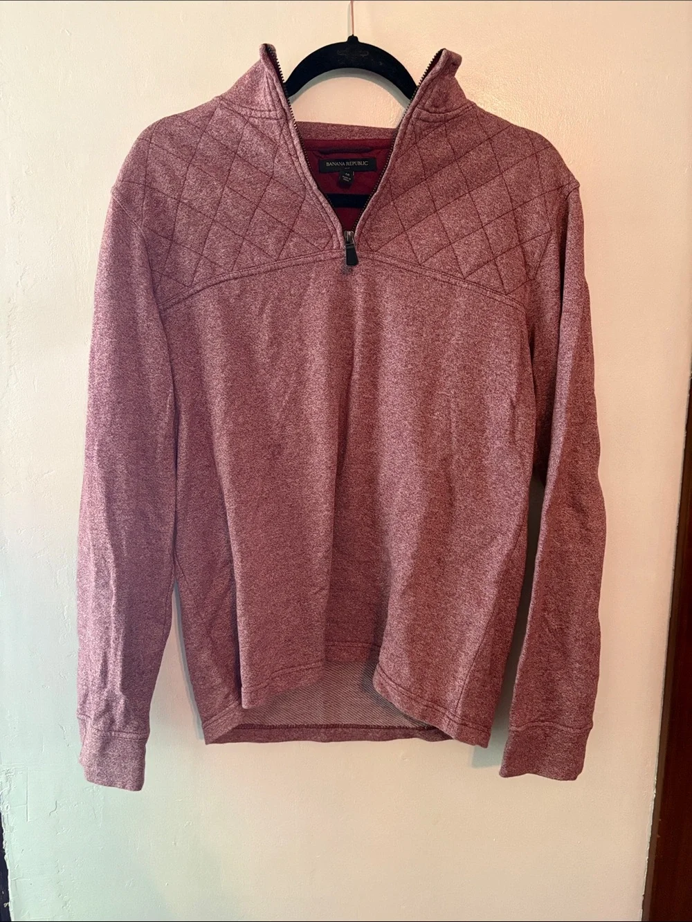 Banana Republic Men's Quarter-Zip Sweater - Dusty Mauve